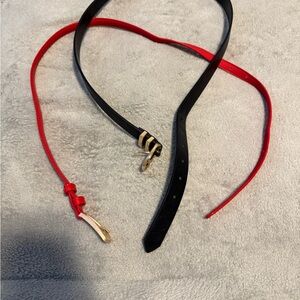 Women's Skinny Reversible Belt in Black and Red